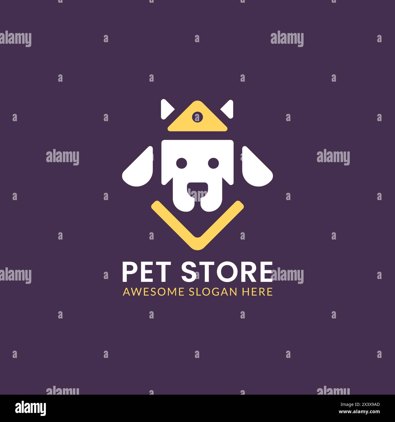 Dog House animal store logo hipster rétro vintage illustration vectorielle. Chien carré comme modèle d'identité de marque de magasin d'animaux de compagnie. Illustration de Vecteur