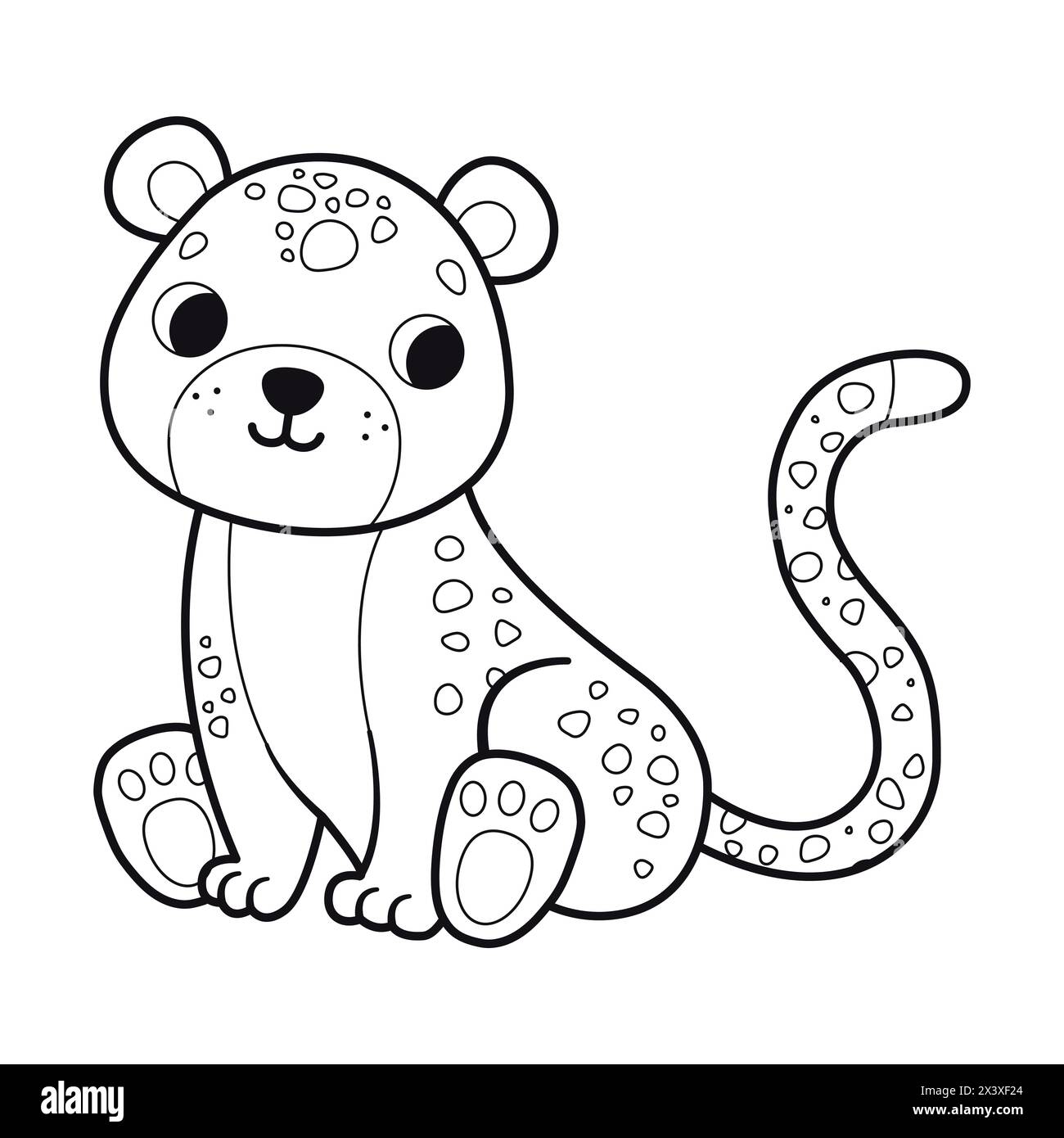 Léopard de dessin animé mignon. Coloriage. Illustration pour enfants. Illustration vectorielle. Illustration de Vecteur
