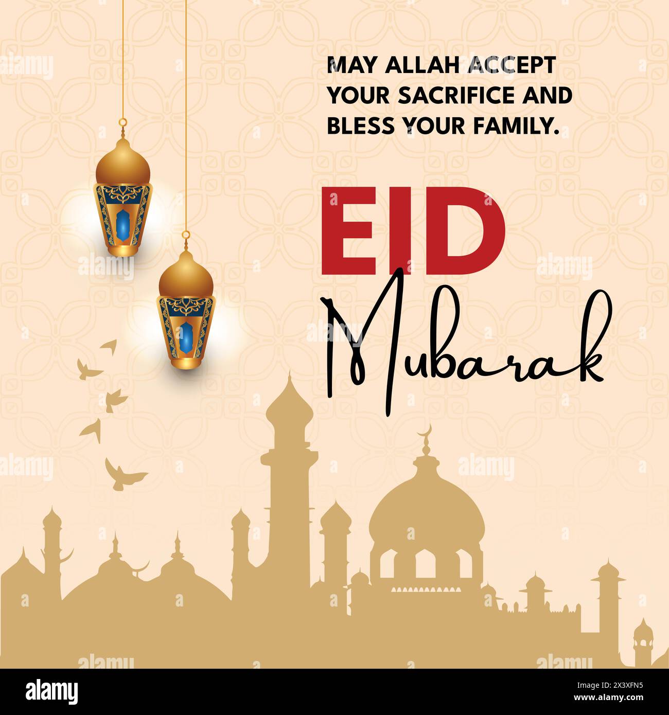 Simple Eid Al Adha Moubarak Greetings Vector illustration Design - social Media Post Illustration de Vecteur