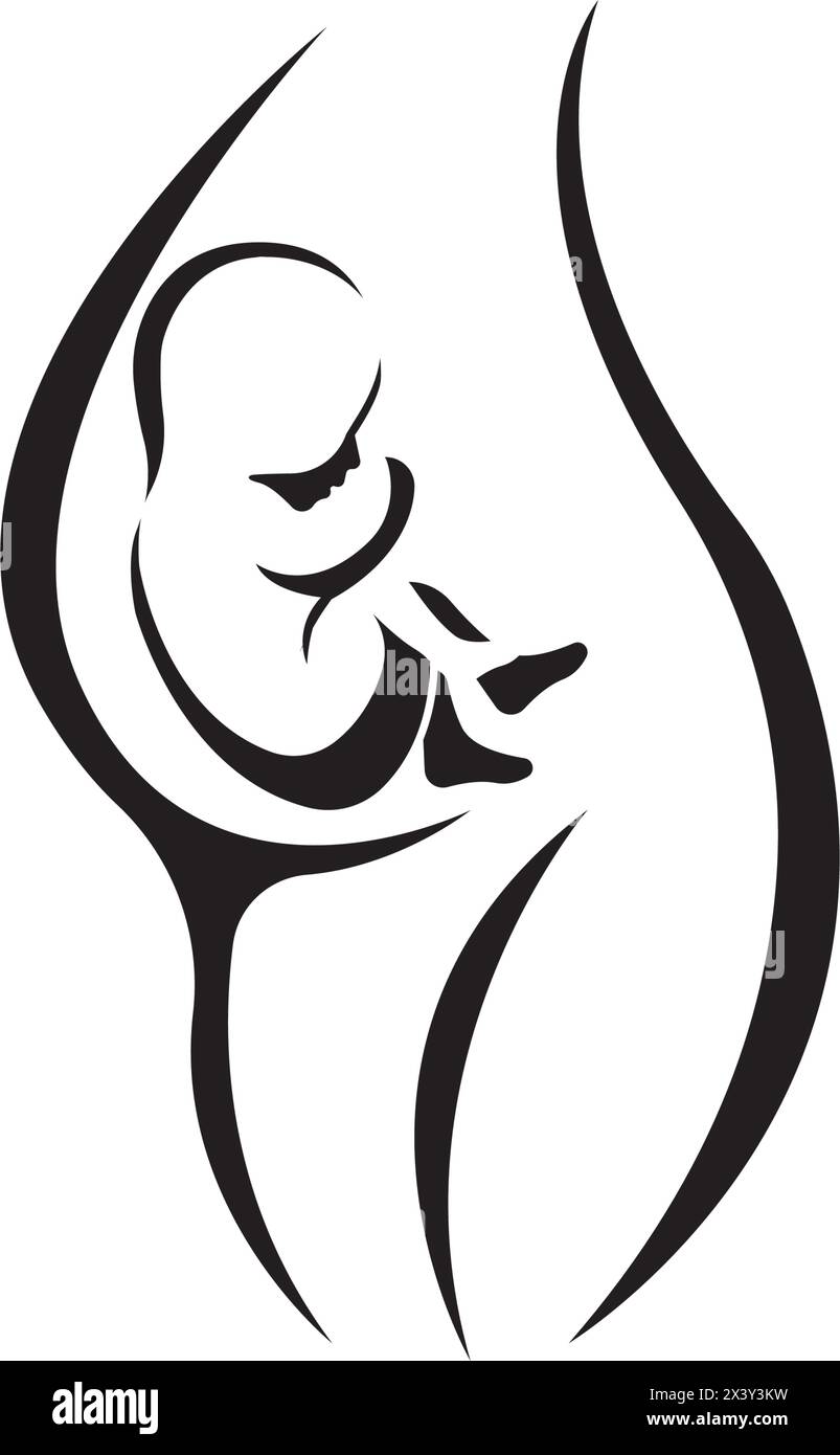 Logo d'icône de mère enceinte et de fœtus, illustration de conception vectorielle Illustration de Vecteur