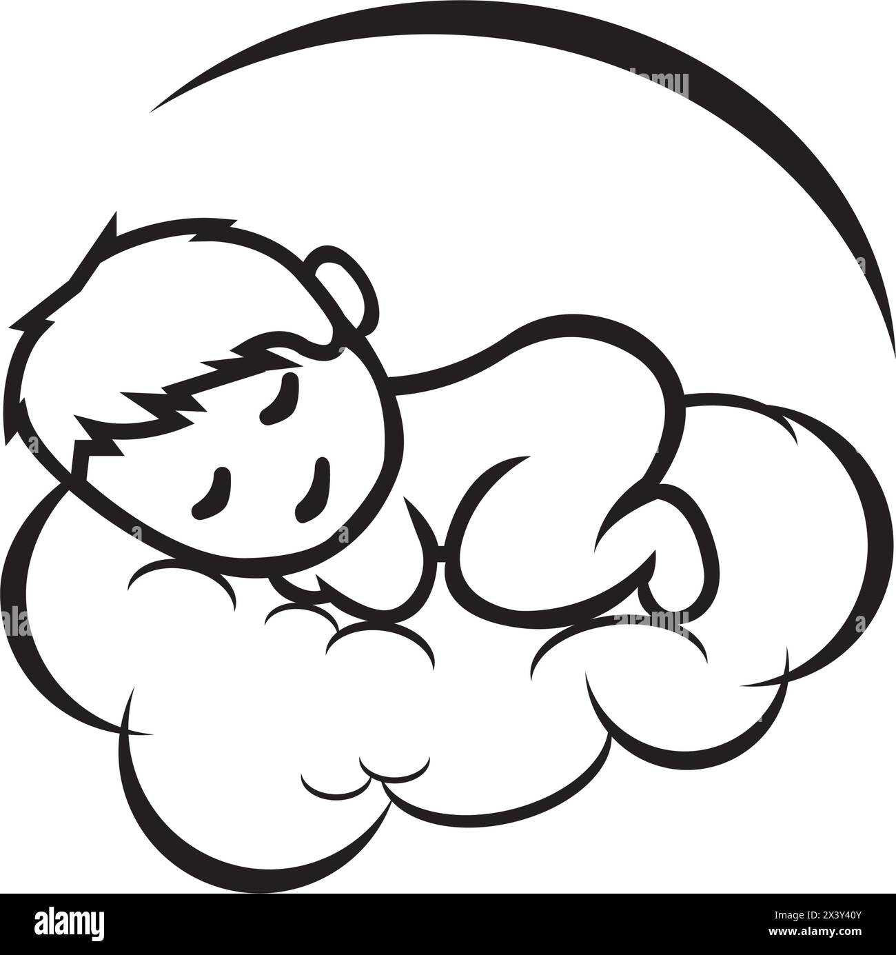 logo d'icône cute sleeping baby, illustration de conception vectorielle Illustration de Vecteur