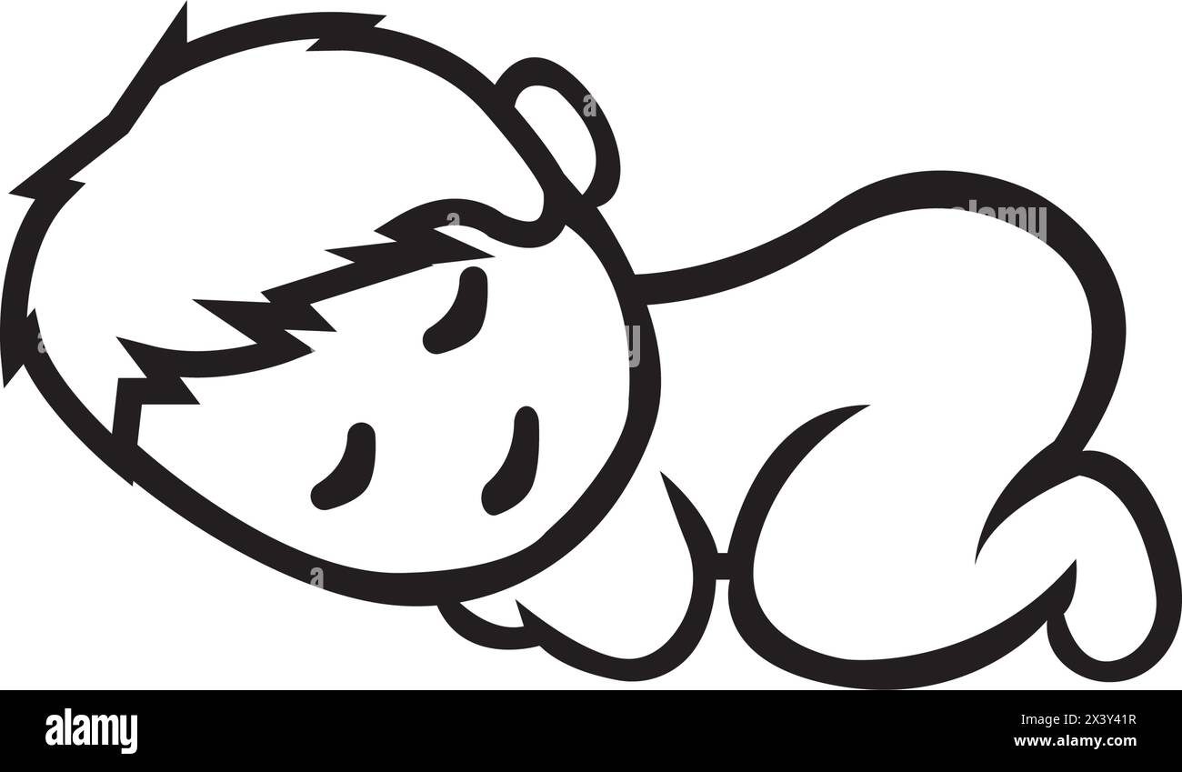 logo d'icône cute sleeping baby, illustration de conception vectorielle Illustration de Vecteur