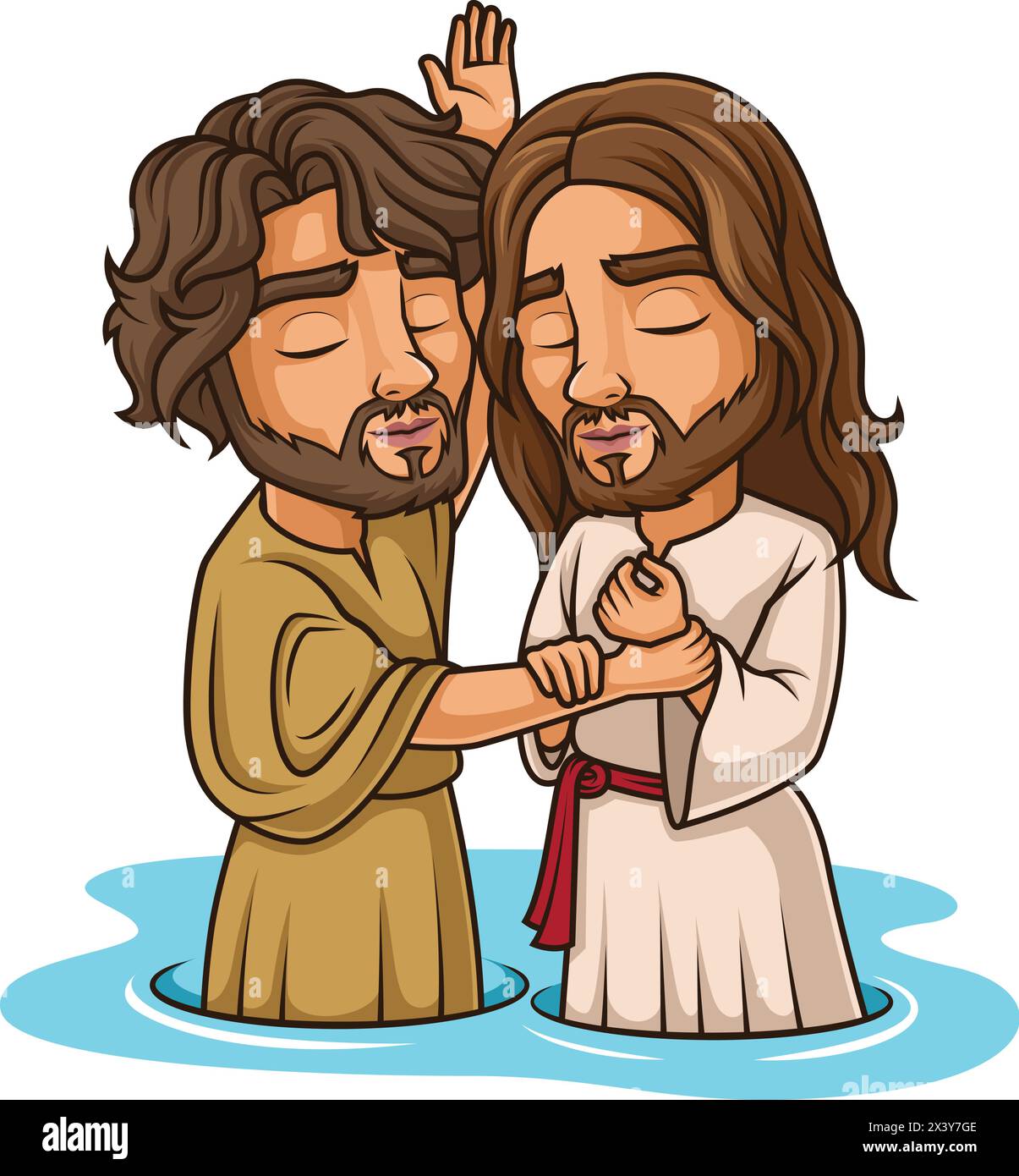 John baptisant Jésus Christ vecteur clip art de dessin animé Illustration de Vecteur