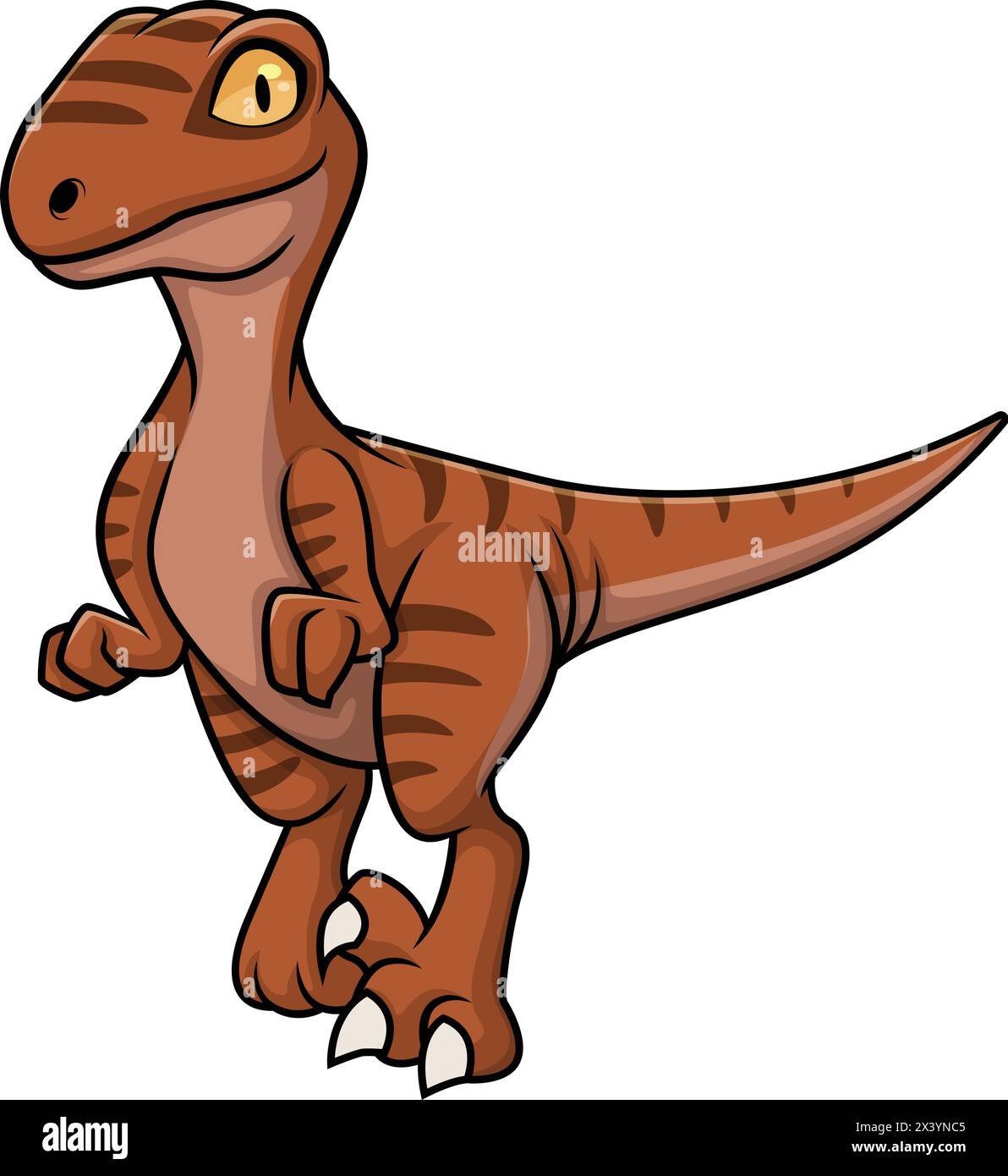 Mignon Velociraptor dinosaure vecteur clip art de dessin animé Illustration de Vecteur