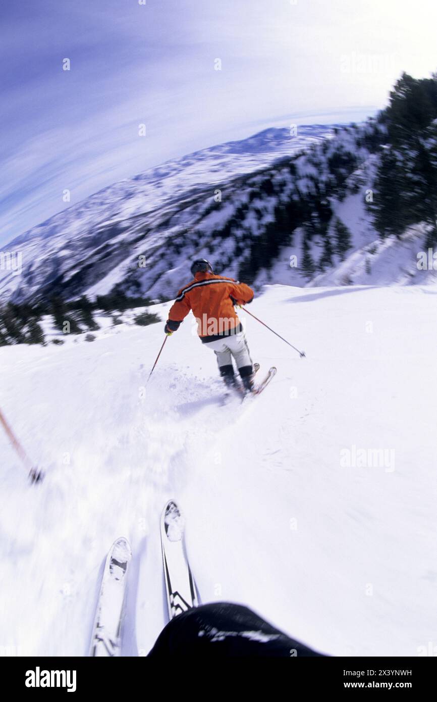 Ski poudreuse à Snowasin, Utah. Banque D'Images