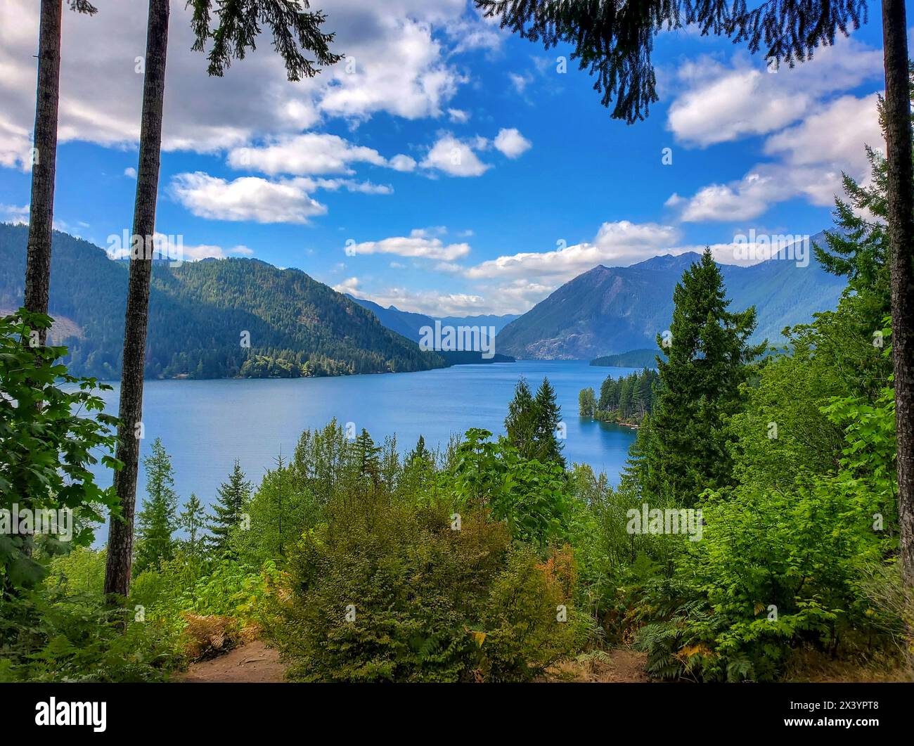 Le lac Cushman et les montagnes olympiques Banque D'Images