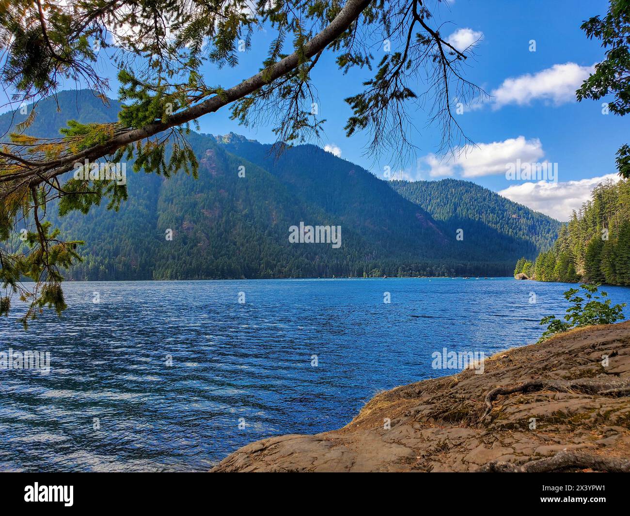 Le lac Cushman et les montagnes olympiques Banque D'Images