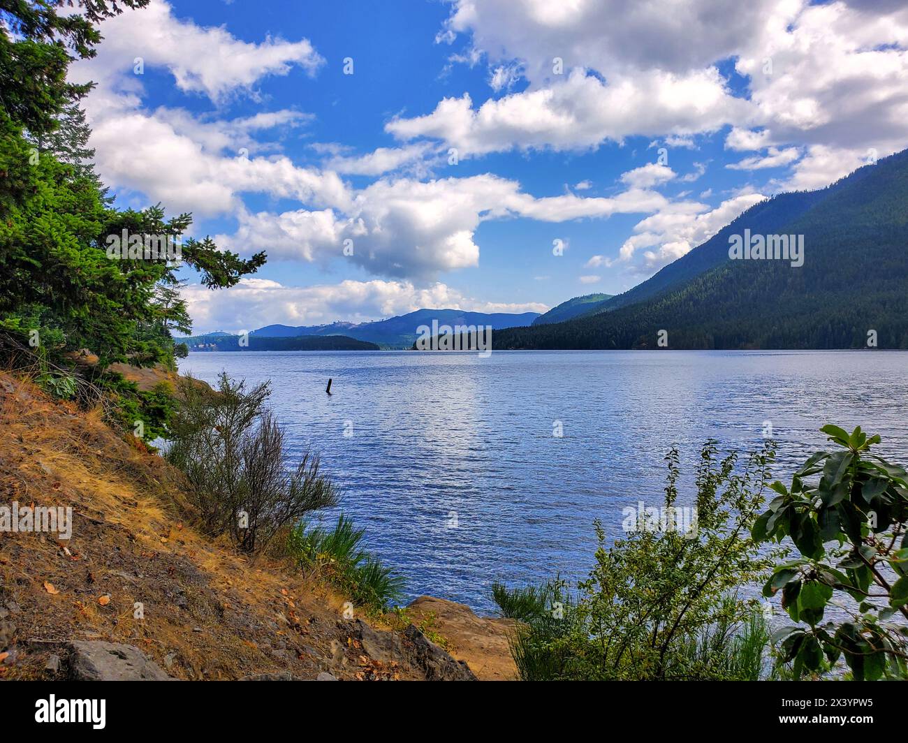 Le lac Cushman et les montagnes olympiques Banque D'Images