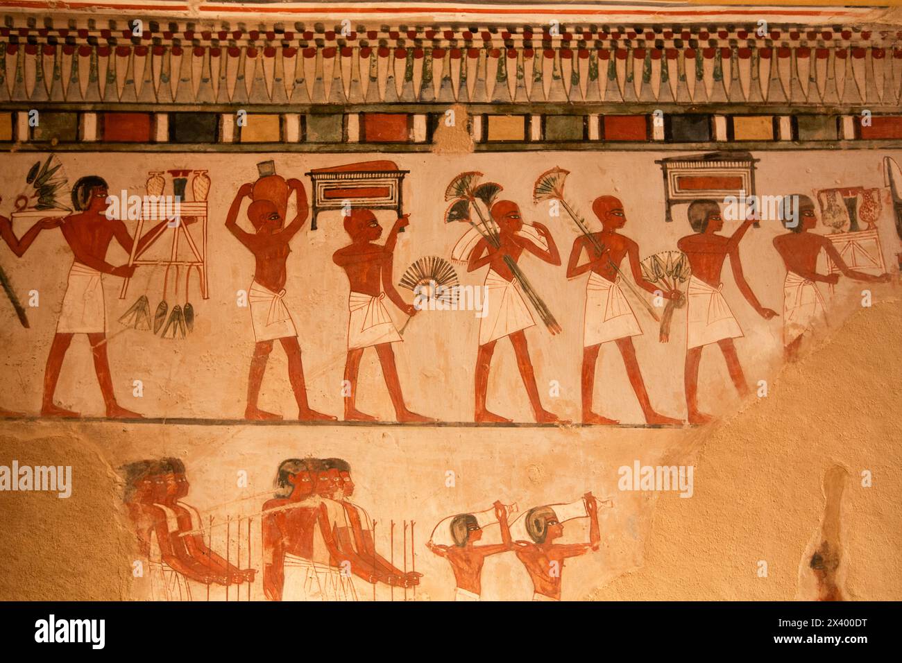 Peintures murales, tombeau de Menna, TT69, tombeaux des nobles, Thèbes antiques, site du patrimoine mondial de l'UNESCO, Louxor, Egypte Banque D'Images