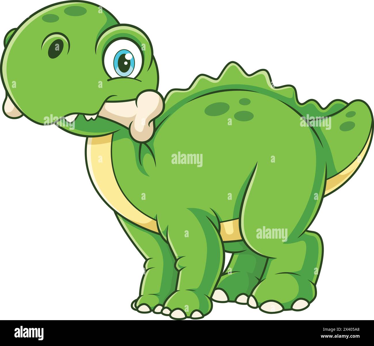 Chien dinosaure mâchant l'os vecteur clip art de dessin animé Illustration de Vecteur