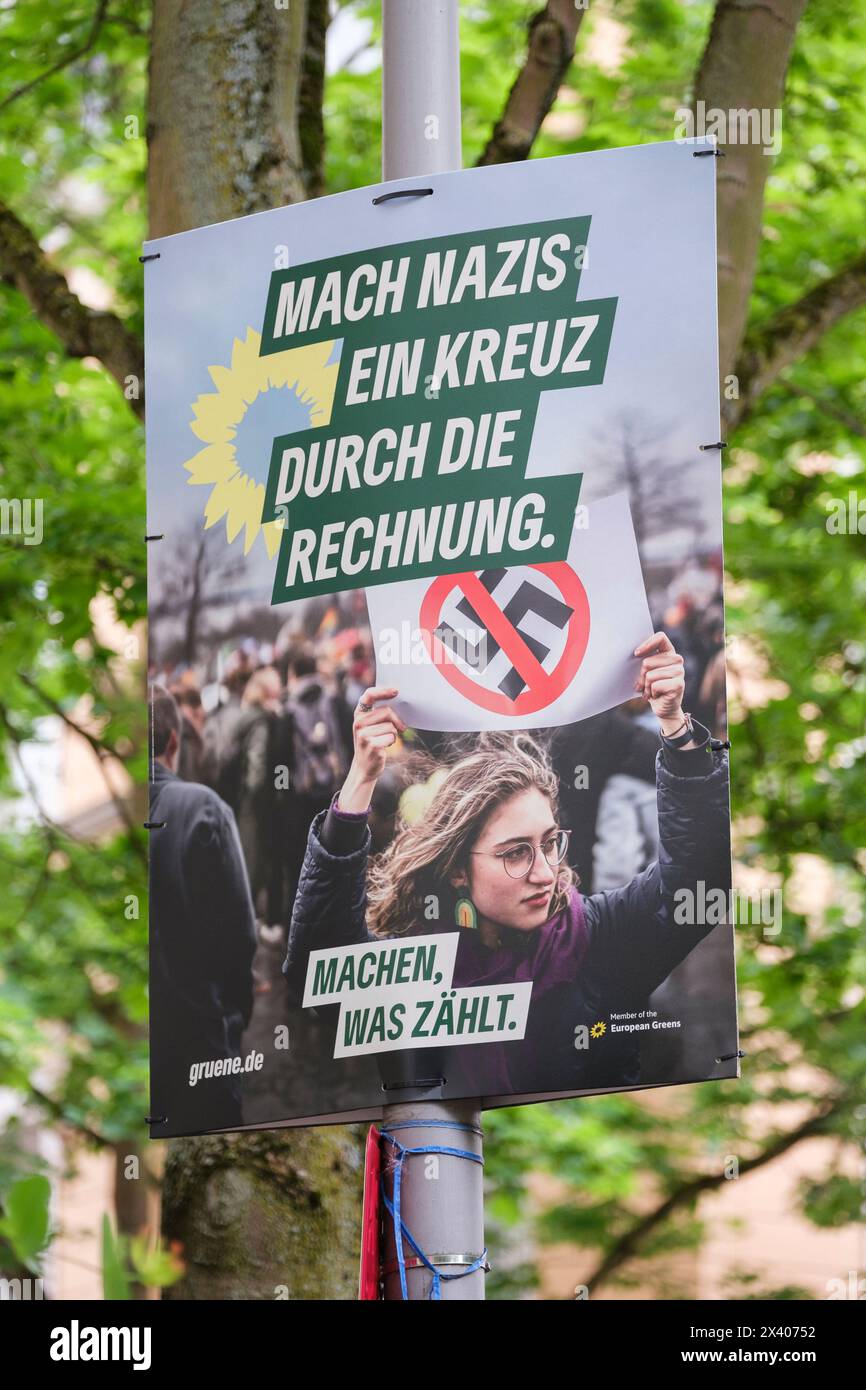 Affiche électorale du Parti vert pour les élections européennes du 9 juin 2024 Banque D'Images