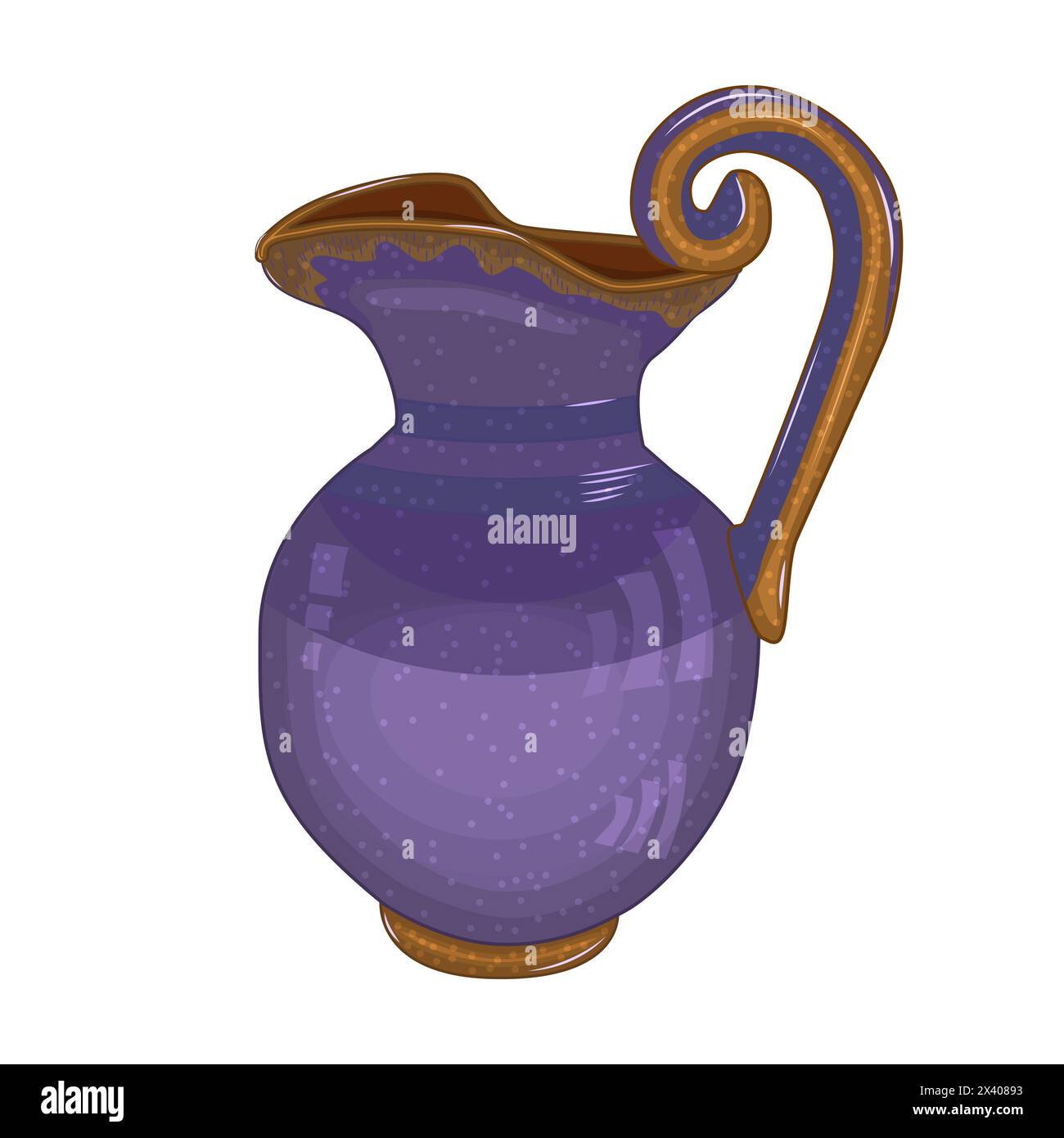 Poterie. Pichet en céramique. Argile ancienne carafe ou pot en terre. Récipient ou décanteur en faïence.vaisselle fictile.ustensile violet rustique.vaisselle en porcelaine Illustration de Vecteur