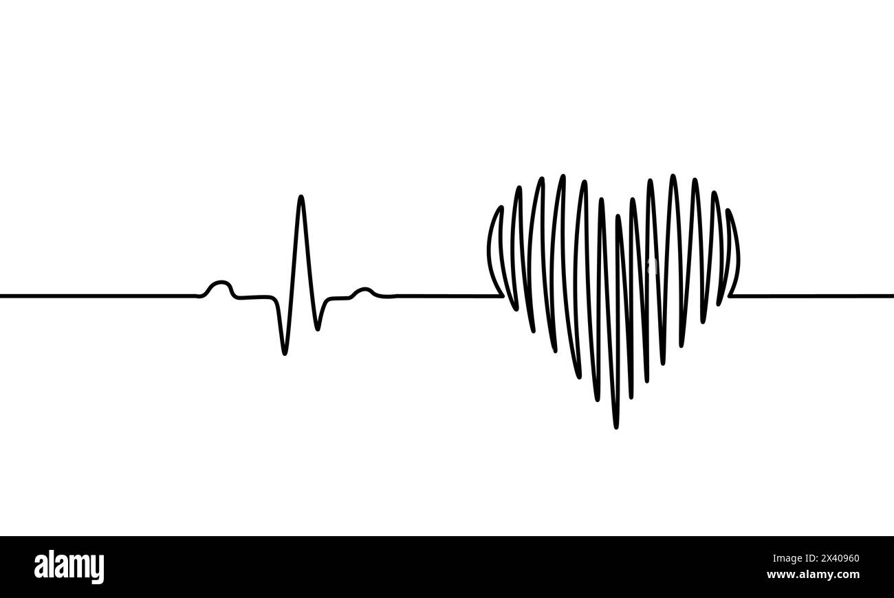 Silhouette de coeur humain anatomique en ligne continue unique. Conception de concept de médecine saine une illustration vectorielle de dessin de contour d'esquisse. Illustration de Vecteur