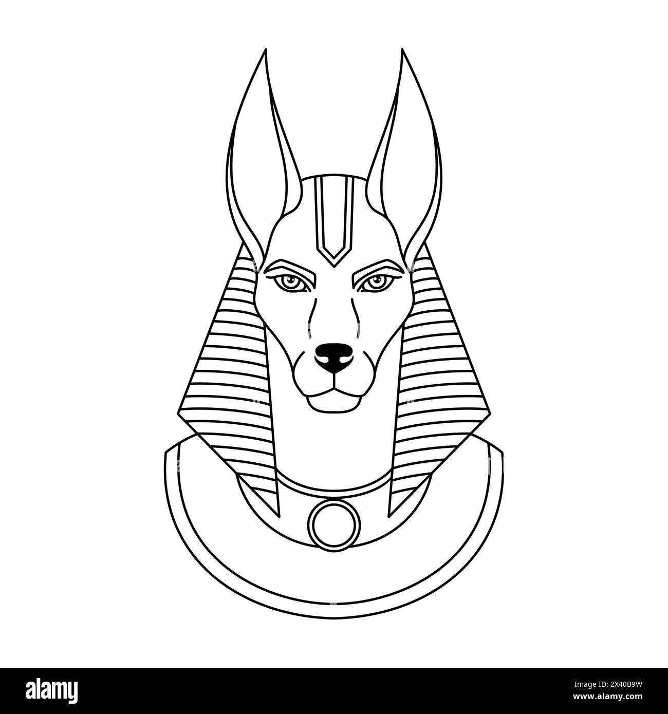 Anubis le Dieu de l'Egypte ancienne. Icône de dessin au trait sur fond blanc. Illustration de Vecteur