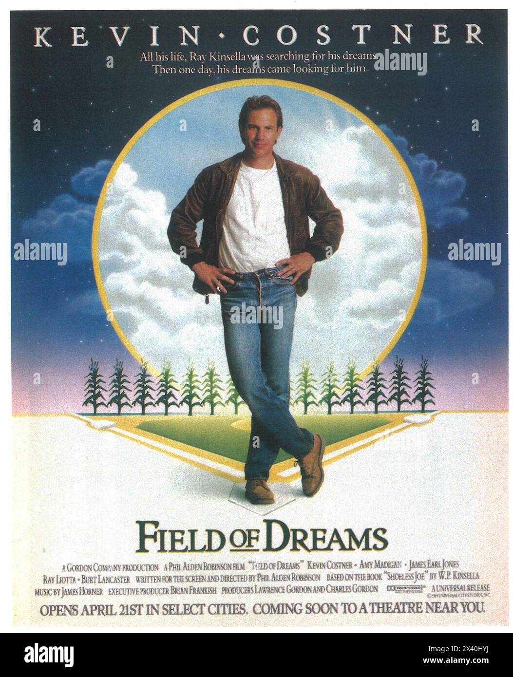 Affiche originale du film Field of Dreams 1989, avec Kevin Costner, réalisateur : Phil Alden Robinson Banque D'Images