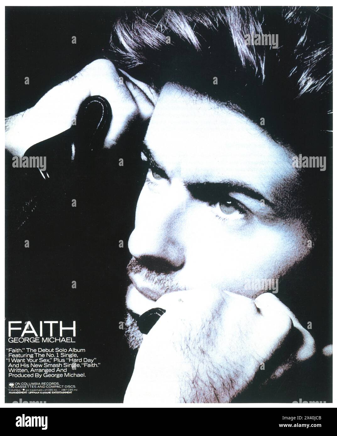 1987 George Michael – promo de couverture de l'album Faith Banque D'Images