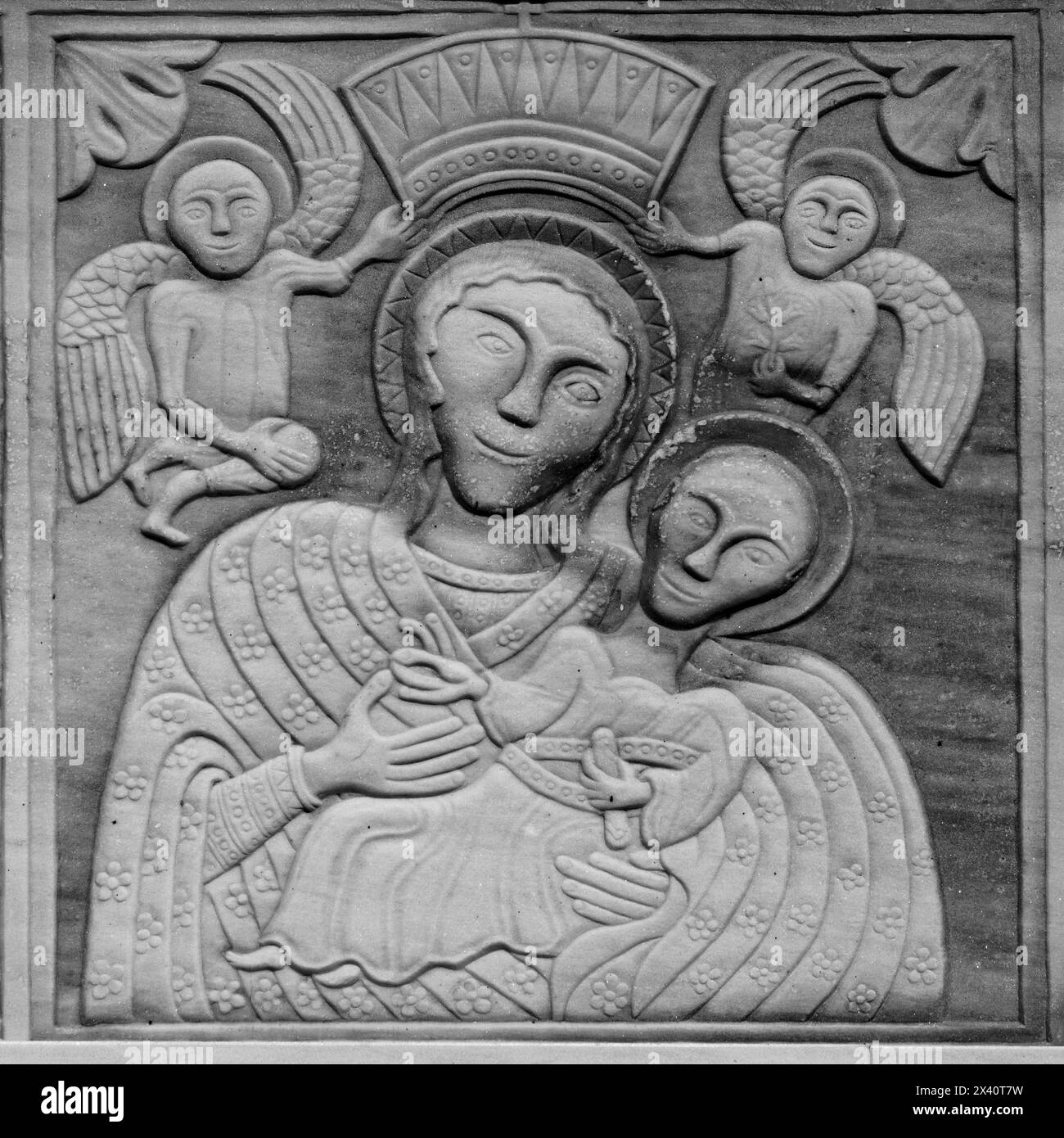 Gros plan d'une œuvre d'art au monastère Panagia Tourliani en Grèce ; Ano Mera, Sud de la mer Égée, Grèce Banque D'Images