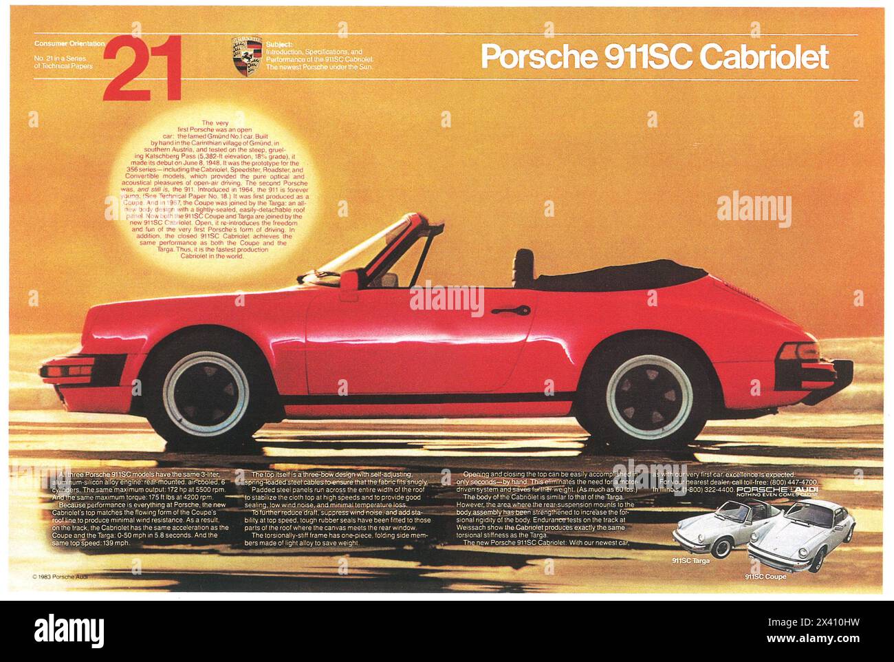 Annonce Porsche 911SC Cabriolet 1983 Banque D'Images