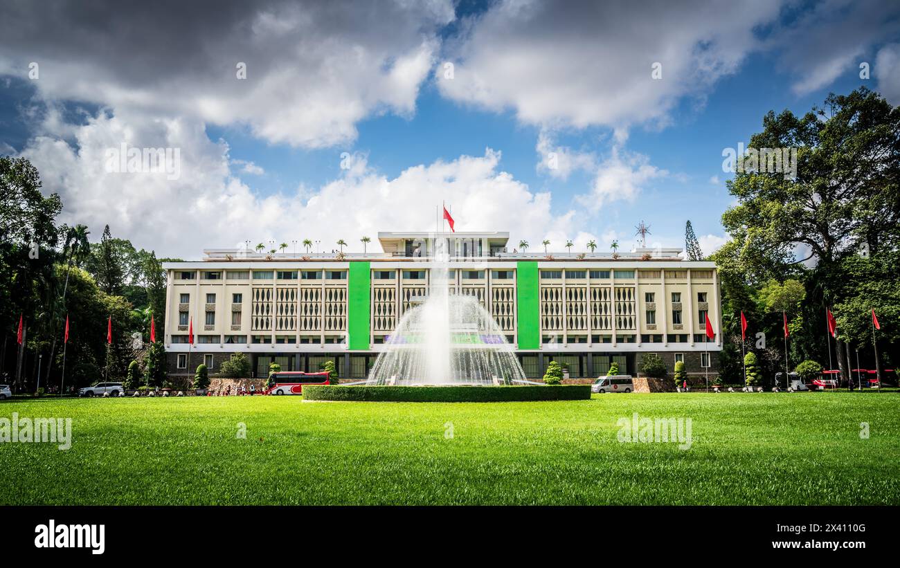 Façade du Palais de l'indépendance à Ho Chi Minh ville, Vietnam Banque D'Images