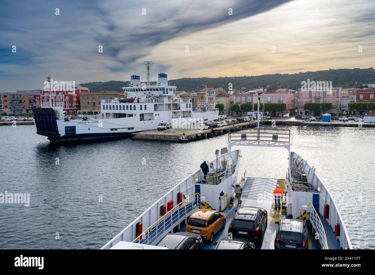 Arrivée en ferry à l'île de San Pietro ; Carloforte, Sardaigne du Sud, Italie Banque D'Images