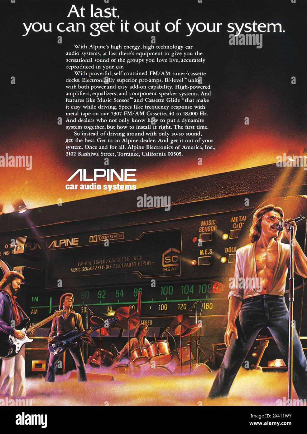 1980 Alpine car Audio Systems AM FM annonce Banque D'Images