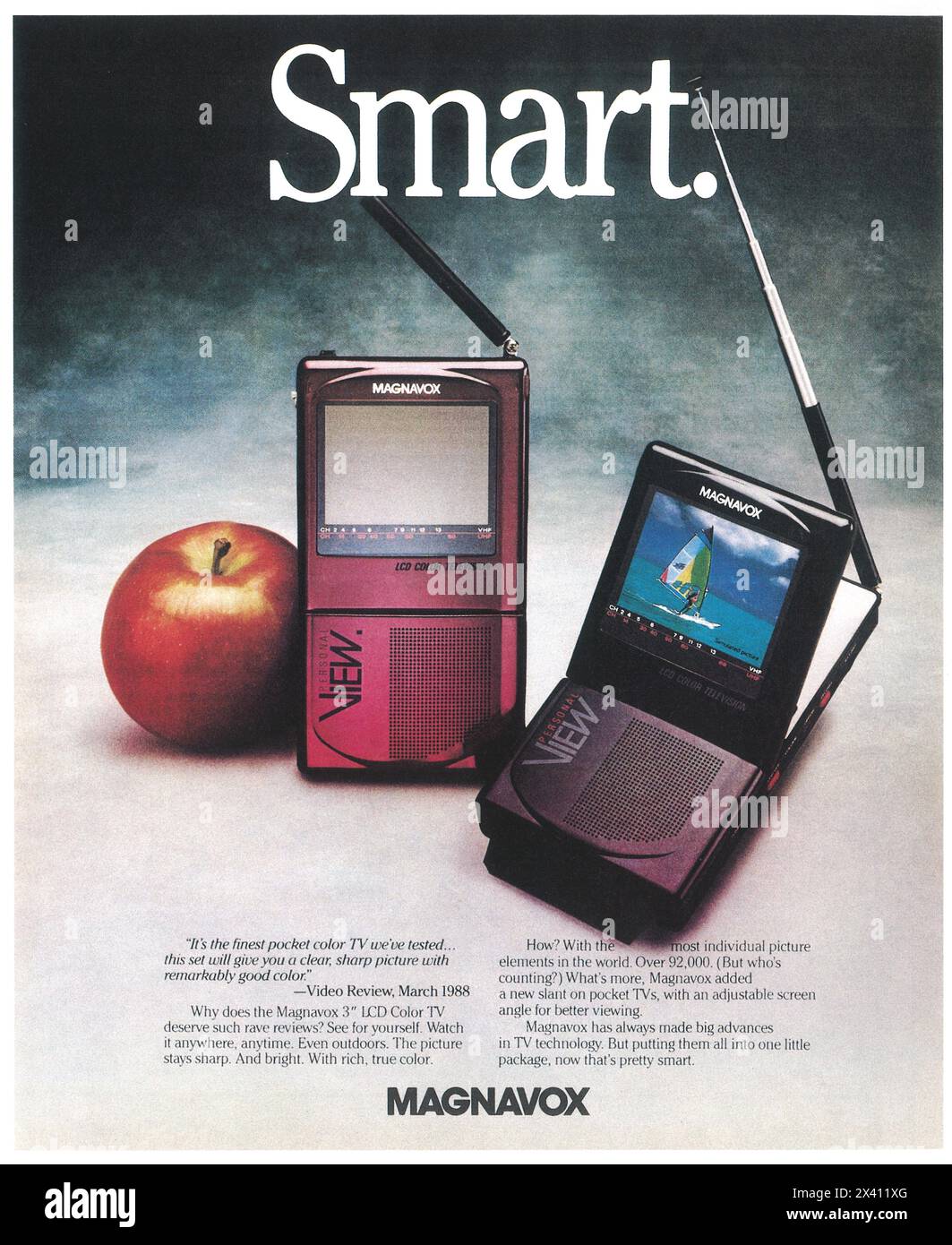 1988 Magnavox TV Pocket Color écran 3 pouces ad Banque D'Images