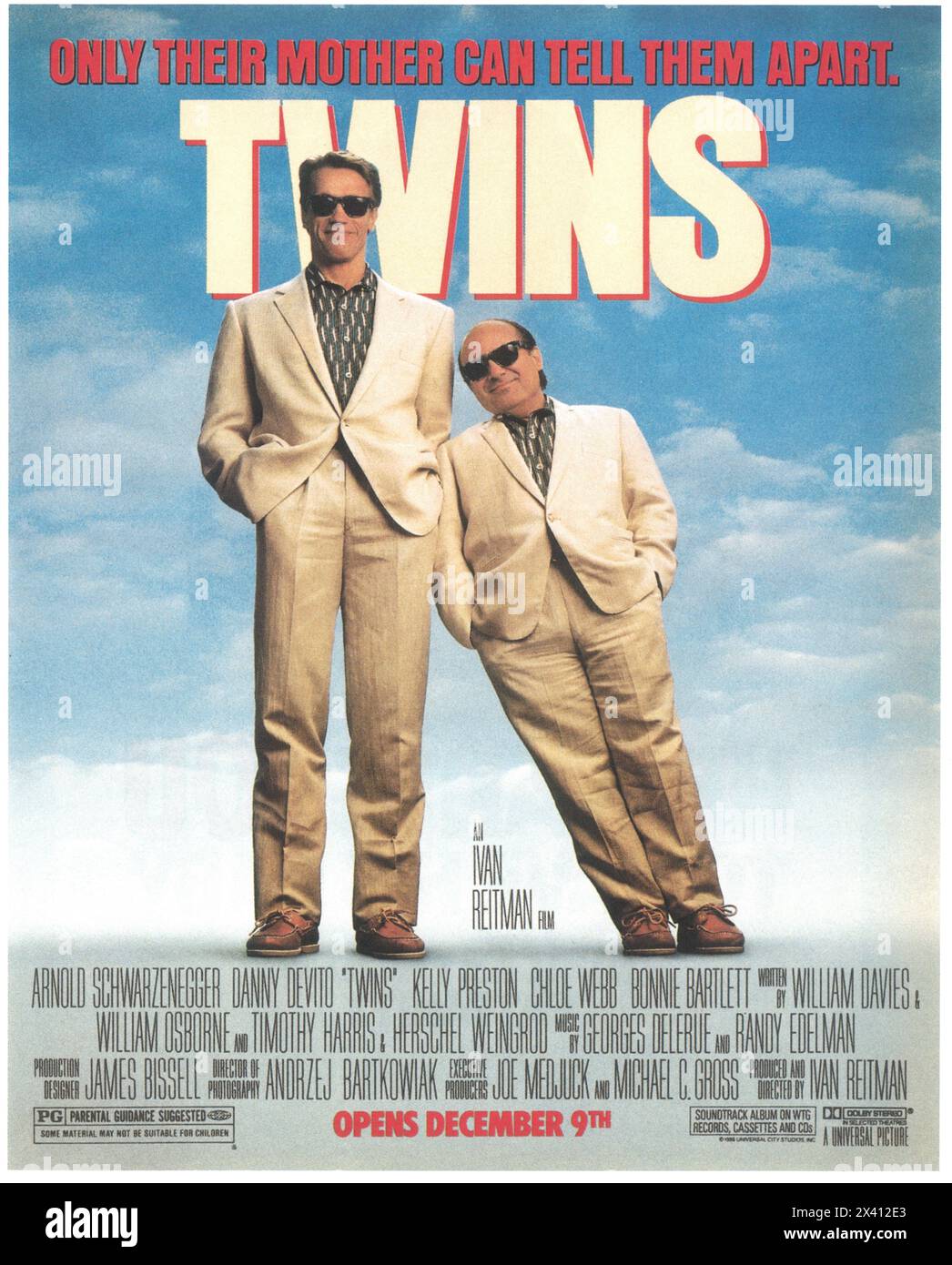 Affiche du film Twins 1988, réalisateur Ivan Reitman, avec Arnold Schwarzenegger, Danny DeVito Banque D'Images