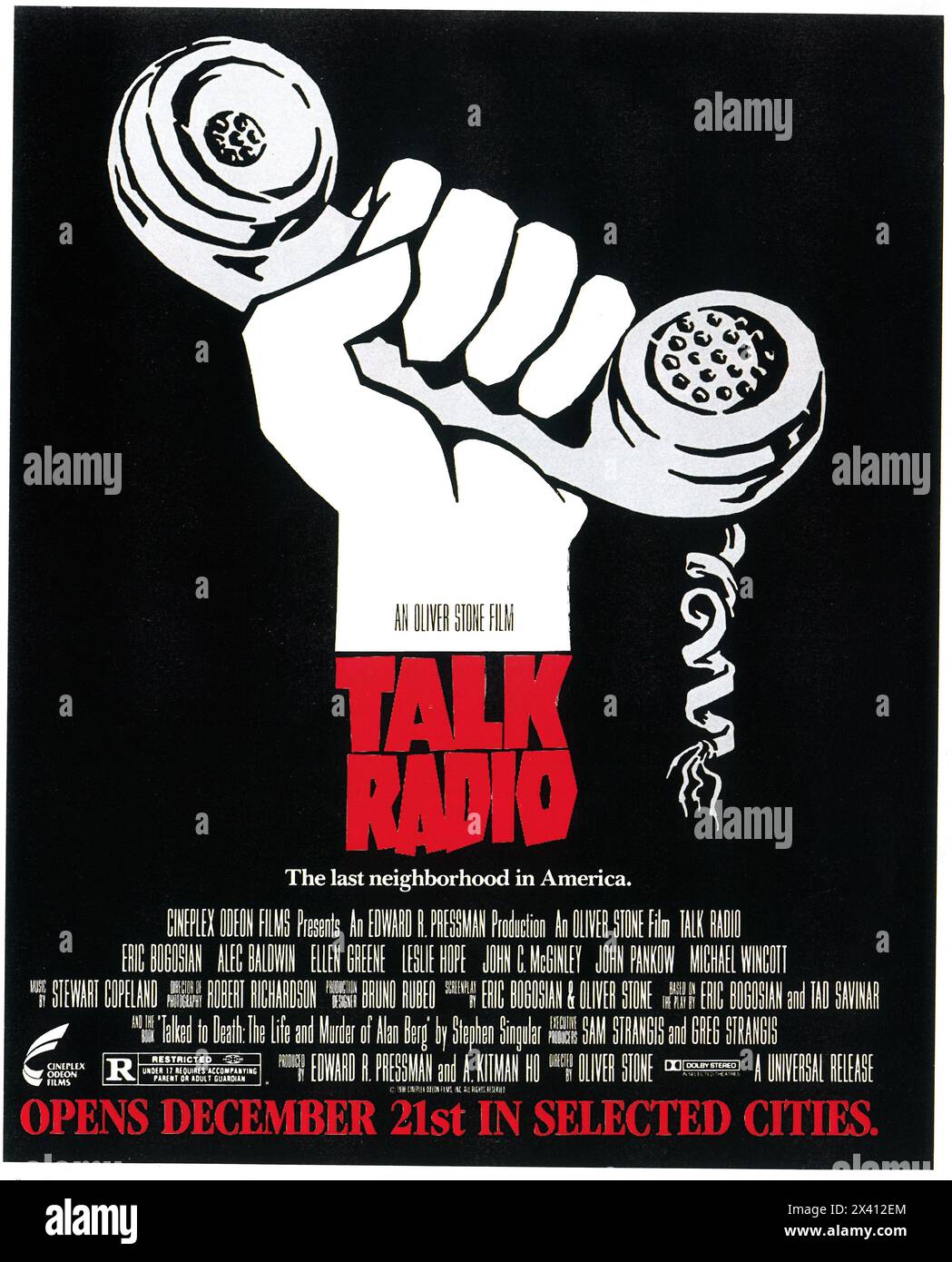 Affiche du film Talk Radio 1988, réalisé par Oliver Stone Banque D'Images