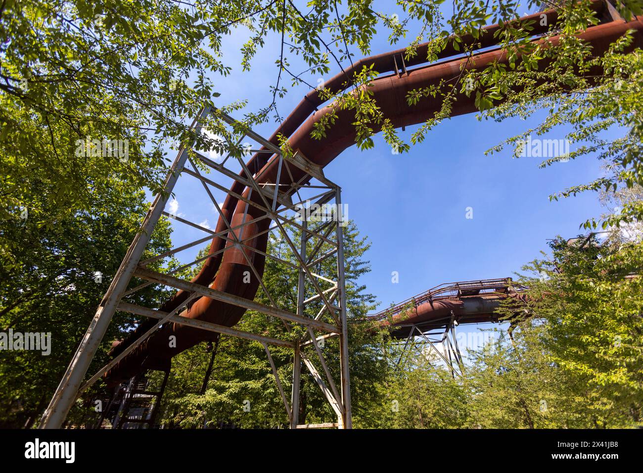 Europe, Allemagne. Rhénanie-du-Nord-Westphalie. Duisburg. Parc paysager Duisburg Nord : Landschaftspark Duisburg-Nord, construit sur une friche industrielle Banque D'Images