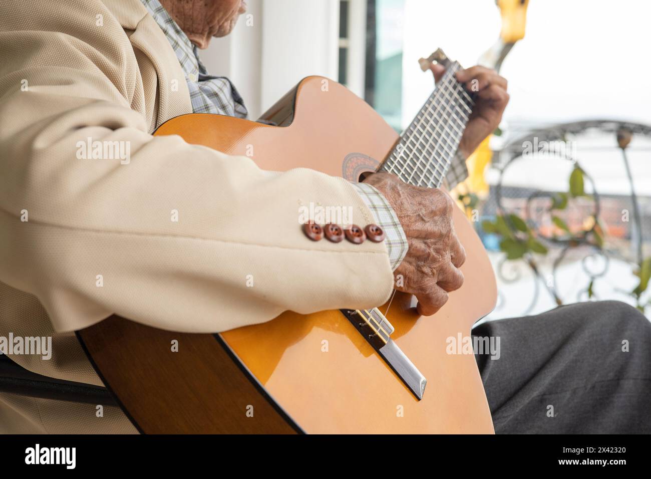 personne jouant de la guitare, instrument de musique avec des cordes, musique classique, objet et papier peint style de vie, occupation avec l'art. Banque D'Images