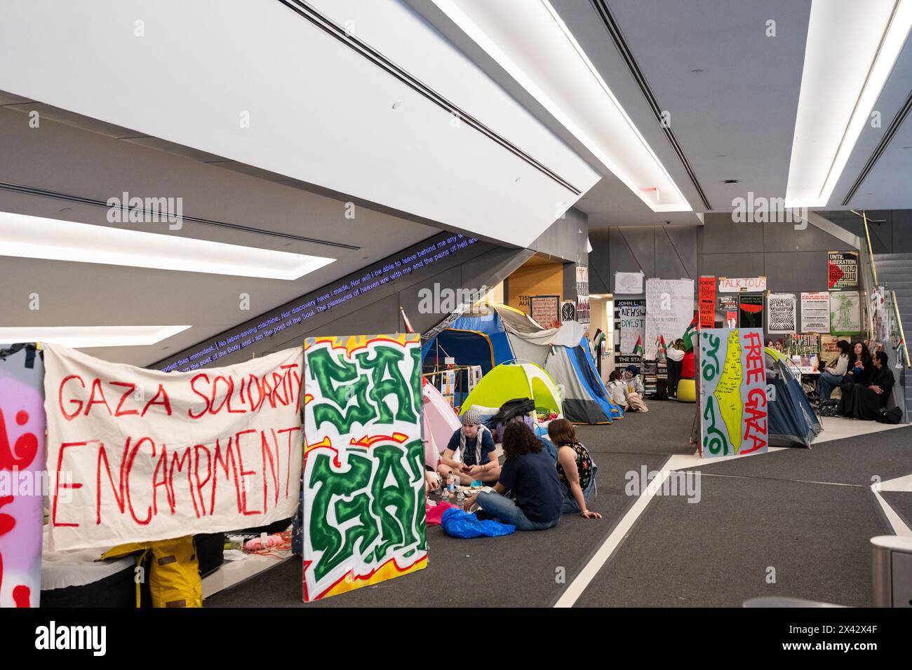 Camp de solidarité de Gaza à la New School de New York. Banque D'Images