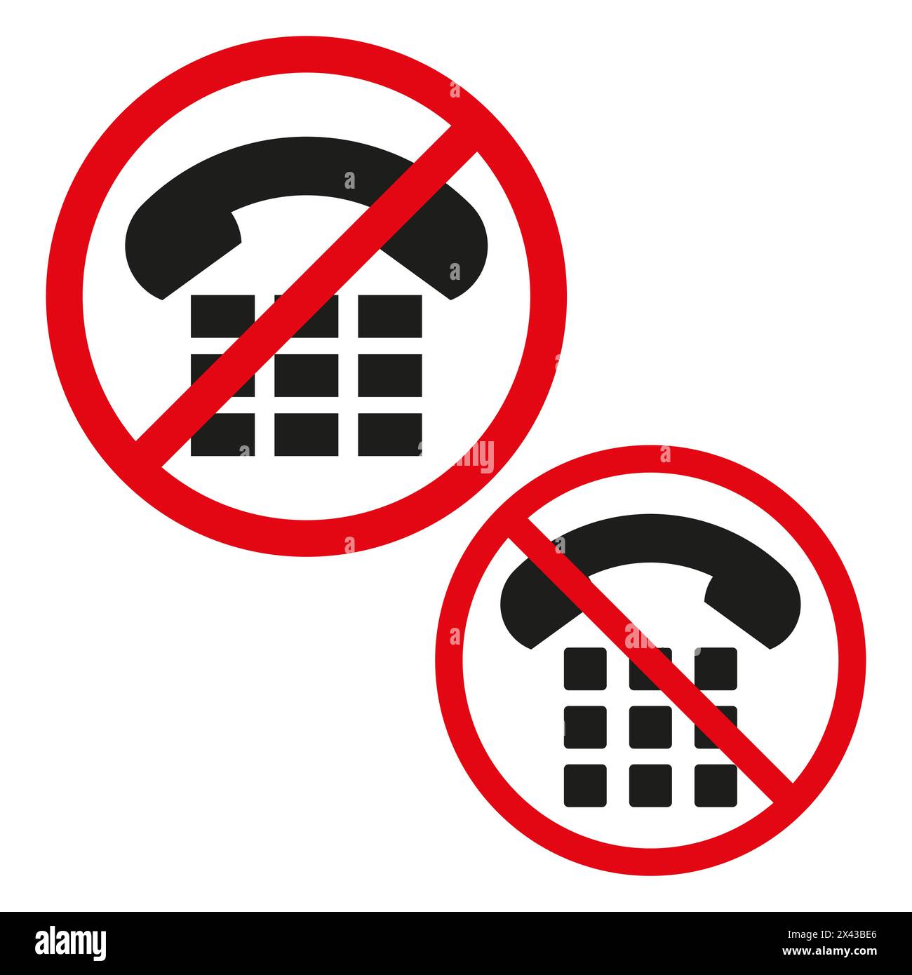 Pas de pancartes téléphoniques. Icônes vectorielles pour l'interdiction de communication. Indicateurs de zone silencieuse. Illustration de Vecteur