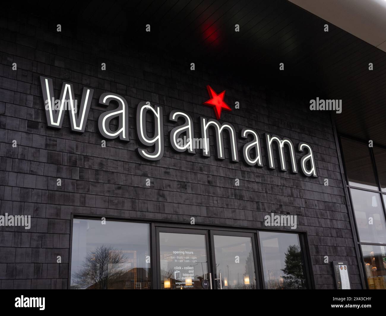 Wagamama restaurant japonais Royaume-Uni, succursale à Sixfields, Northampton, Royaume-Uni Banque D'Images