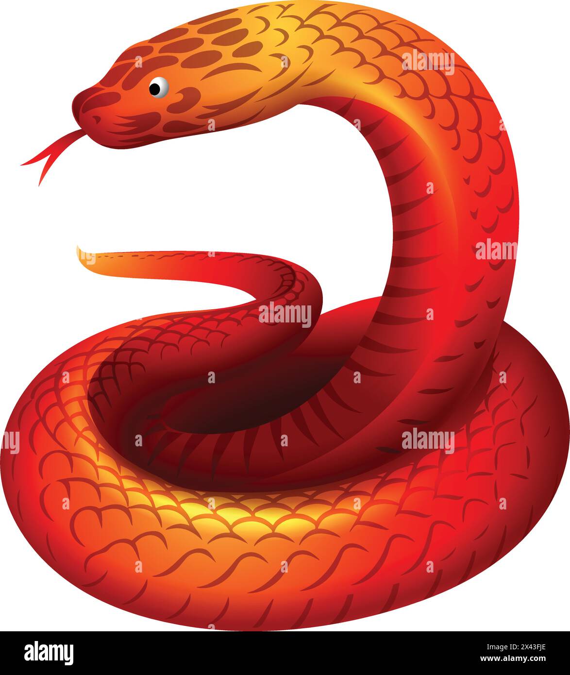Illustration vectorielle de serpent, signe du zodiaque de l'horoscope chinois, année du serpent 2025 Illustration de Vecteur