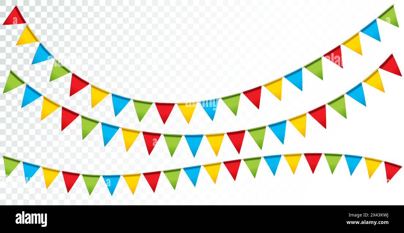 Guirlande colorée de drapeaux de fête isolée sur fond propre. Vector Festa Junina illustration avec le Brésil juin traditionnel Saint John Holiday Festival Illustration de Vecteur