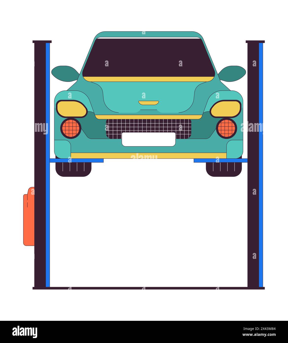 Voiture sur ascenseur objet de dessin animé linéaire 2D. Illustration de Vecteur