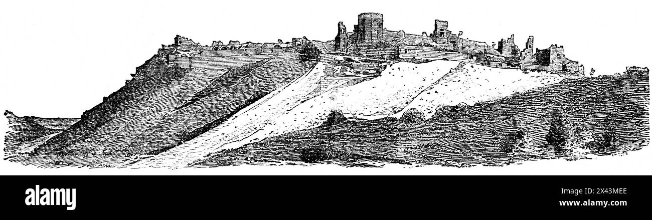 Colline ville et château de Pergame, Grèce antique, aujourd'hui Turquie, illustration historique 1884 Banque D'Images
