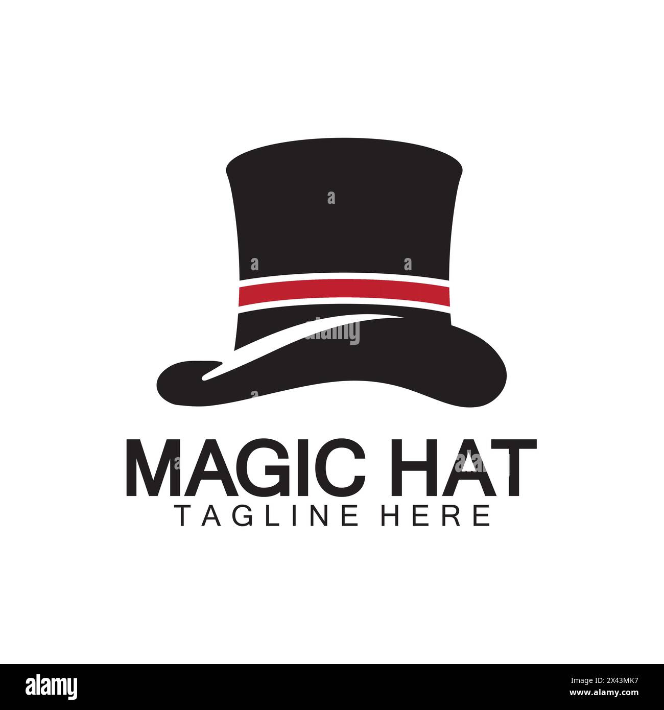 Logo de chapeau magique, modèle vectoriel d'icône de chapeau magicien noir Illustration de Vecteur