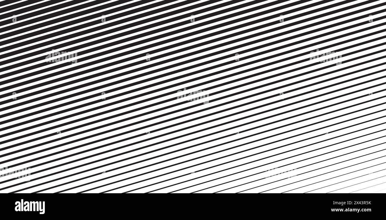 Lignes diagonales noires décolorées sur fond blanc. Bandes parallèles inclinées. Les bandes droites obliques s'impriment avec effet dégradé ou demi-teinte. Incliné Illustration de Vecteur