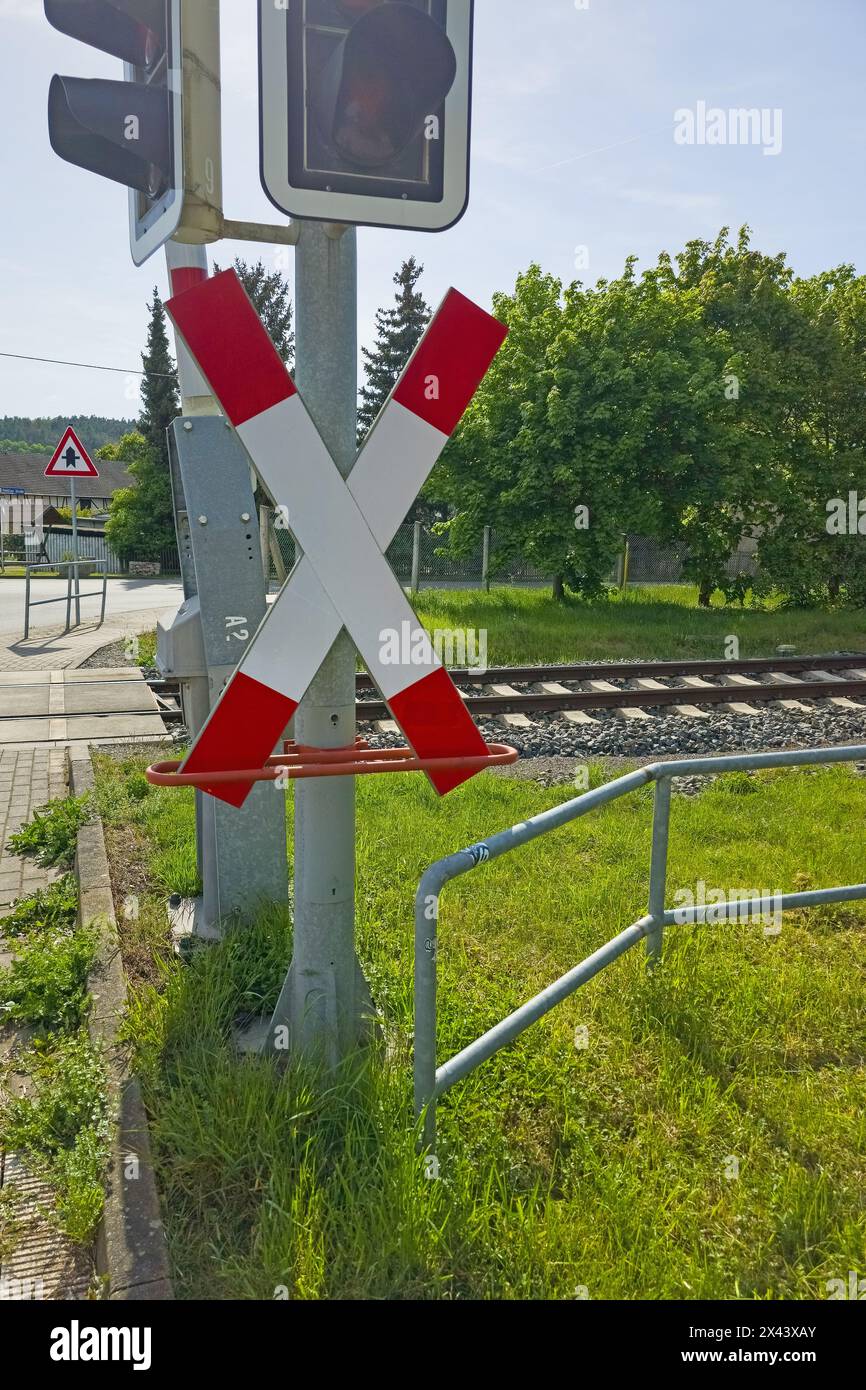 Passage à niveau avec croix d'Andrew Banque D'Images