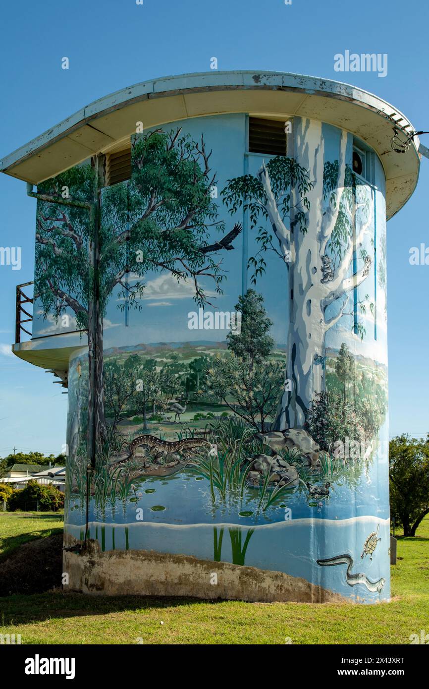 Pump Station Art par Rain Hart, Mundubbera, Queensland, Australie Banque D'Images