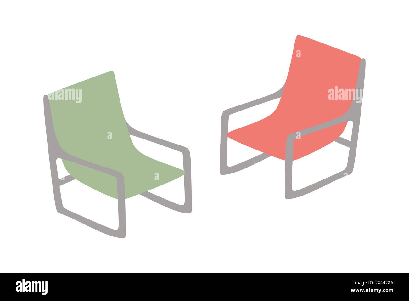 Illustration vectorielle de couleur plate pique-nique à l'extérieur. Chaises pour la zone Lounge et Grill. Fête de la nourriture. Sièges pliants objet de dessin animé isolé sur le dos blanc Illustration de Vecteur