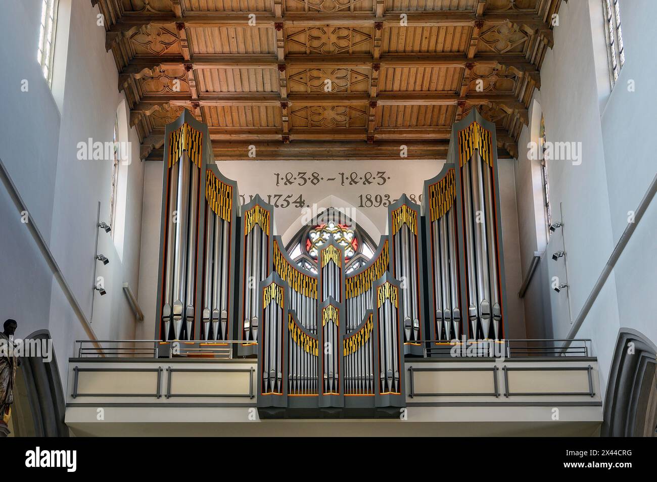 L'orgue, église Saint-Martin, Kaufbeuern, Allgaeu, Souabe, Bavière, Allemagne Banque D'Images