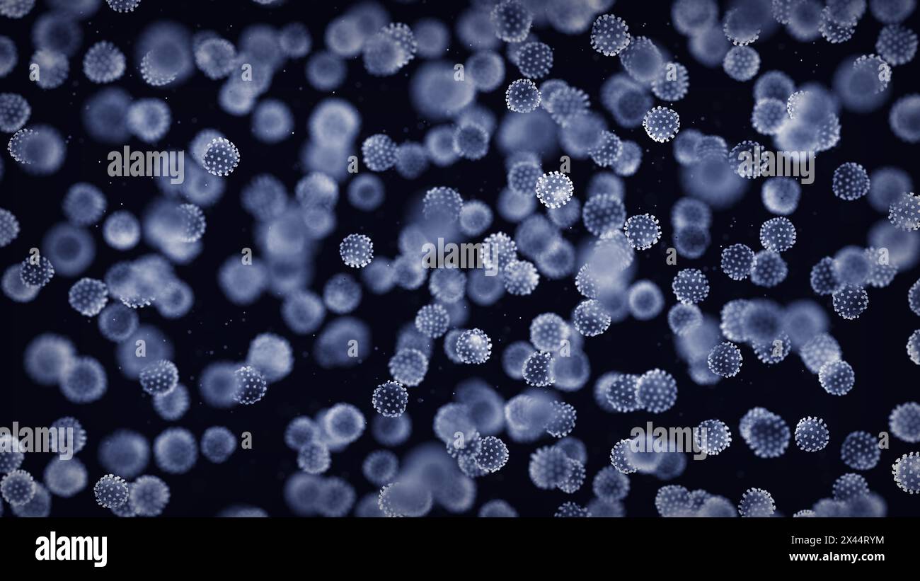 Particules de coronavirus Omicron. Nouveaux variants et souches de COVID Banque D'Images