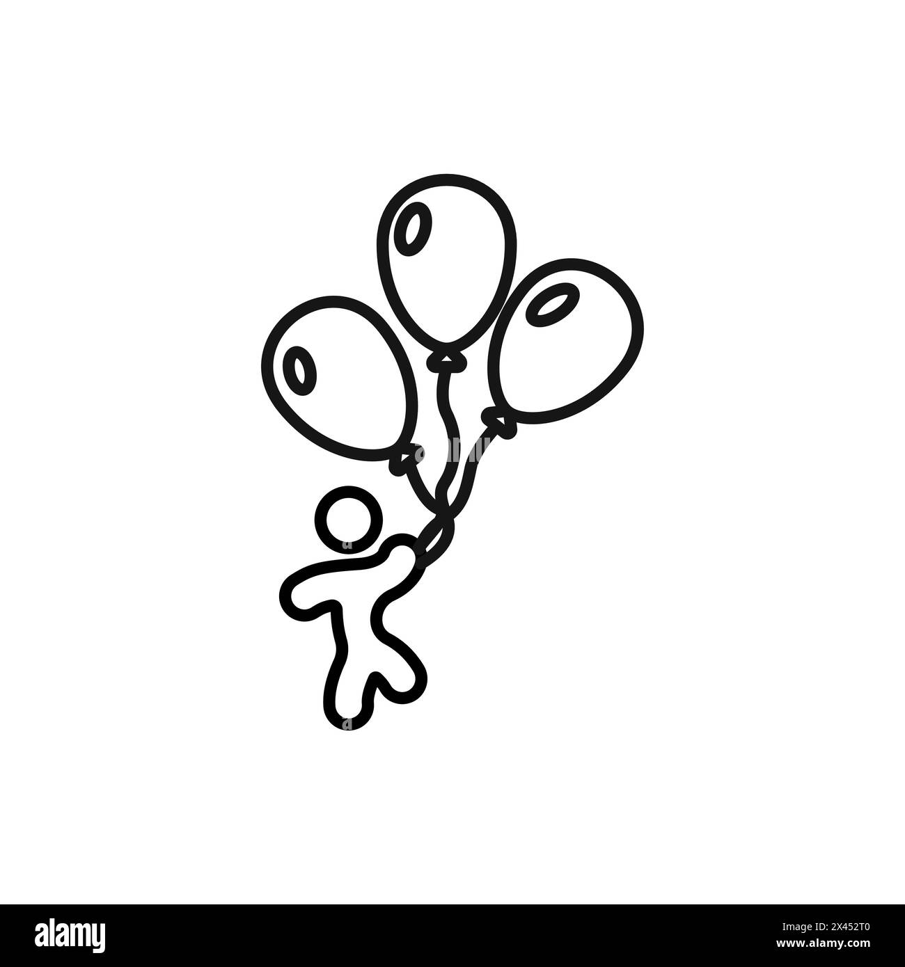 Homme tenant un vecteur ballon. Vecteur vacances scolaires. Homme avec icône de contour de ballons. Illustration vectorielle. Illustration de Vecteur