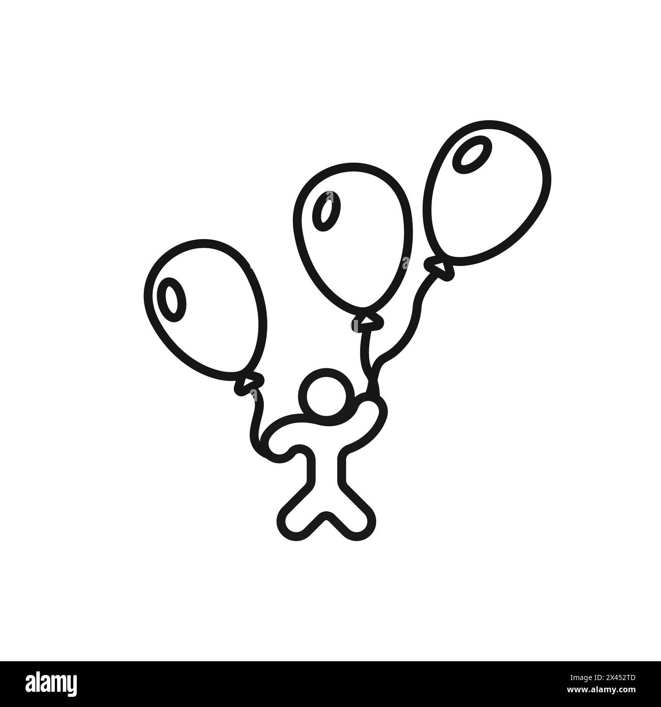 Homme tenant un vecteur ballon. Vecteur vacances scolaires. Homme avec icône de contour de ballons. Illustration vectorielle. Illustration de Vecteur
