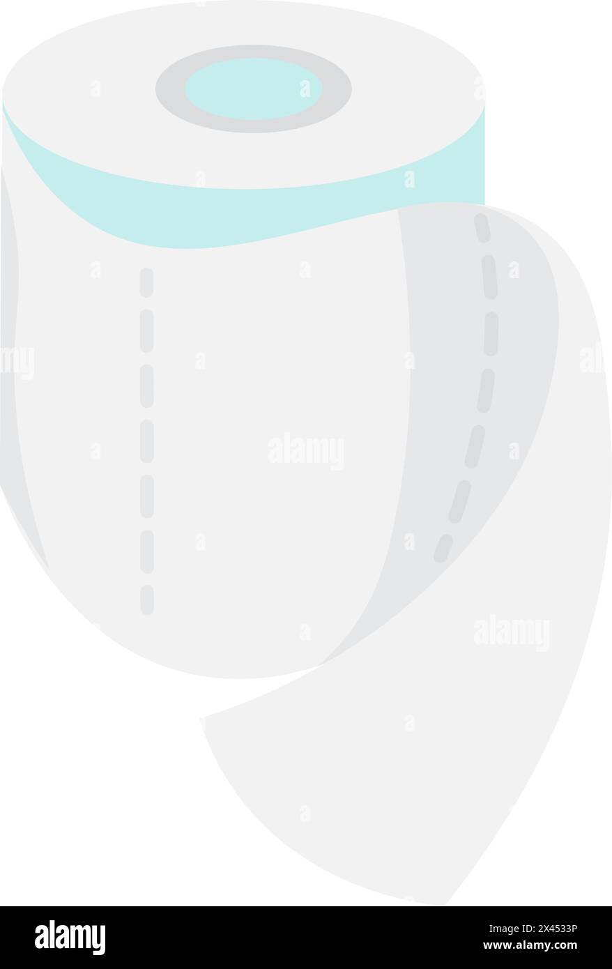 Icône de rouleau de papier toilette. Papier perforé hygiénique roulé, élément de dessin animé médical caressé pour un design moderne et rétro. Pictogramme vectoriel de couleur simple i Illustration de Vecteur