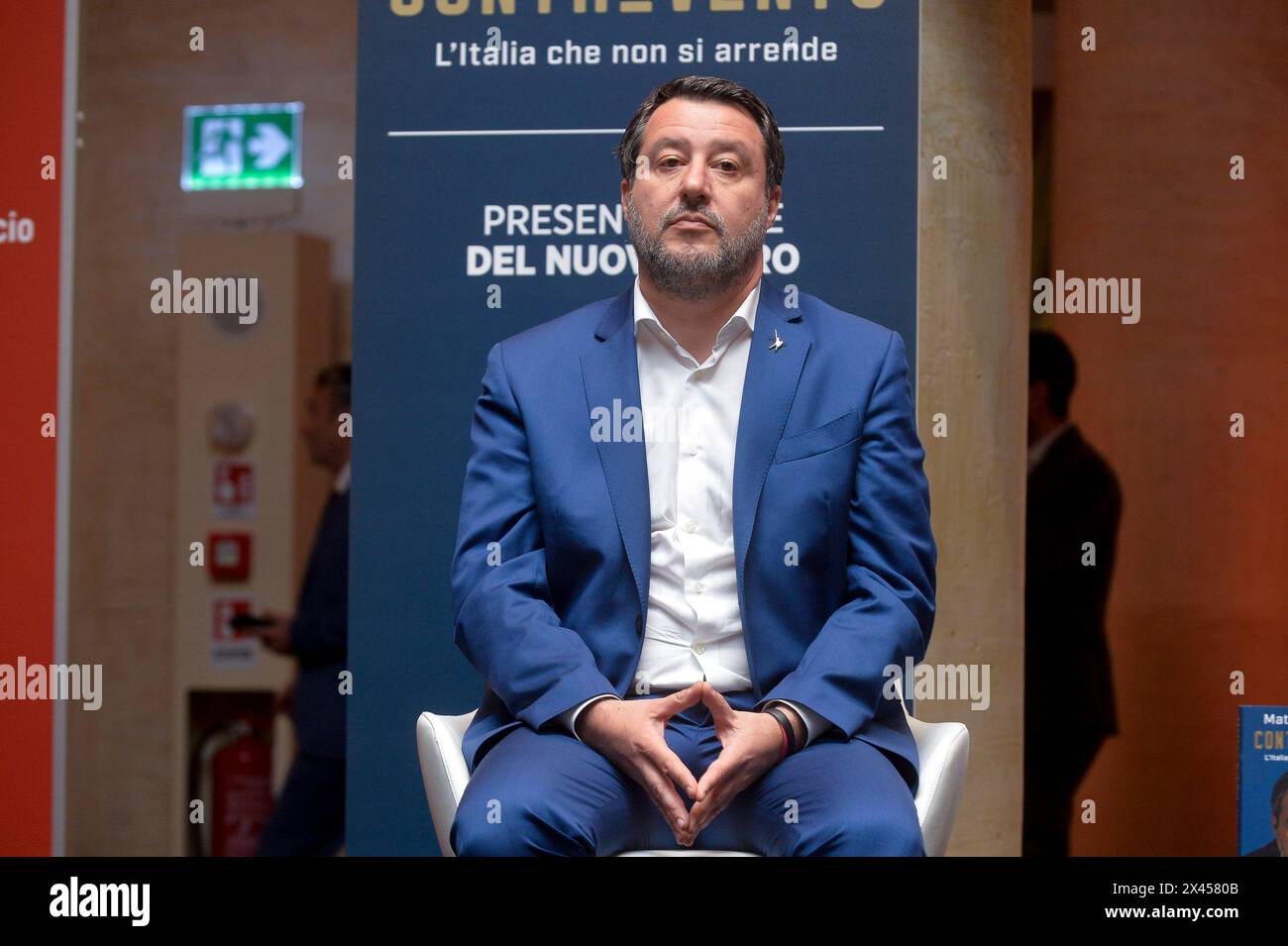 Italie, Rome, 30 avril 2024 : Temple Adriano, Matteo Salvini présente son livre 'Controvento' (contre le vent) photo © Stefano Carofei/Sintesi/Alamy Live News Banque D'Images