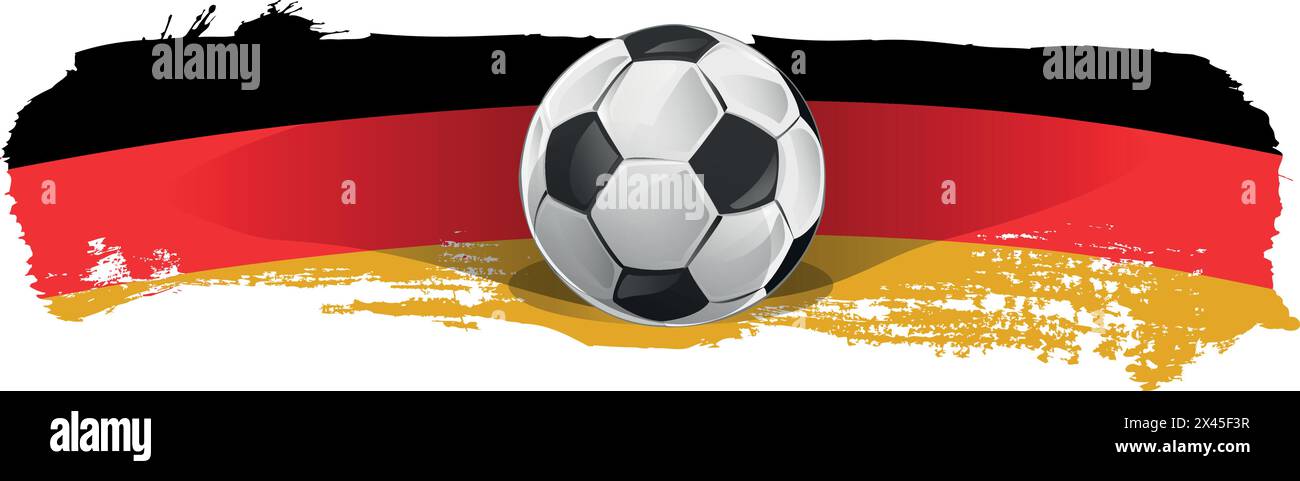 Drapeau de l'Allemagne avec ballon de football. Vecteur de trait de pinceau Illustration de Vecteur