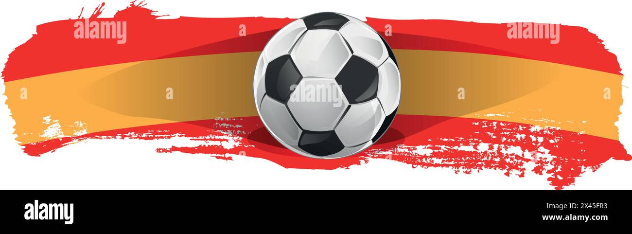 Drapeau de l'Espagne avec ballon de football. Vecteur de trait de pinceau Illustration de Vecteur